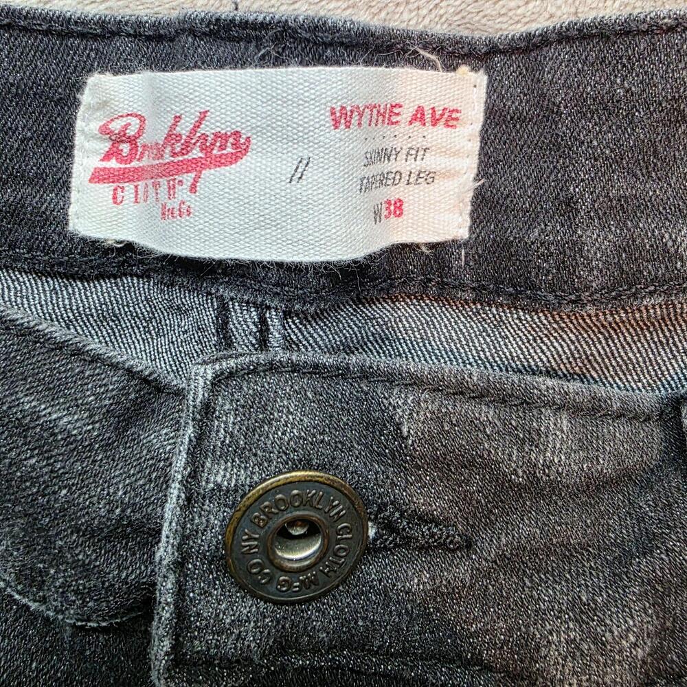 Brooklyn Cloth Wythe Ave Denim Shorts Mens 38 Gray Moto Biker Skinny Fit Ribbed - Picture 2 of 9